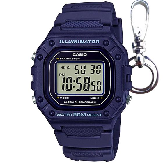 Imagem de Relógio de Pulso Casio Masculino Digital Prova Dágua Illuminator Cronometro Alarme Calendário Esportivo Azul W-218H-2AVDF + Chaveiro