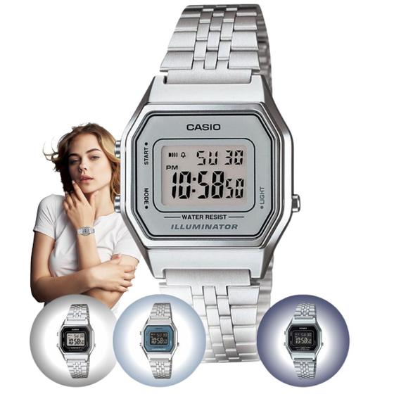 Relógio de Pulso Casio Retro Vintage Feminino Digital Casual Aço Inóx ...