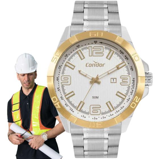 Imagem de Relógio de Pulso Condor Civic Masculino Prova D Água 50M Casual Analógico Aço Inóx Misto Prata Dourado COPC32CL/4K