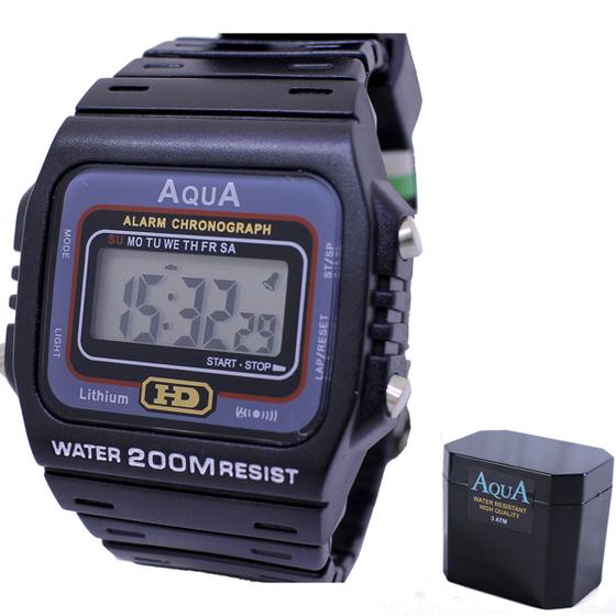 Imagem de Relógio de Pulso Digital AQ-37 HD Aqua Prova D'agua Barato Masculino