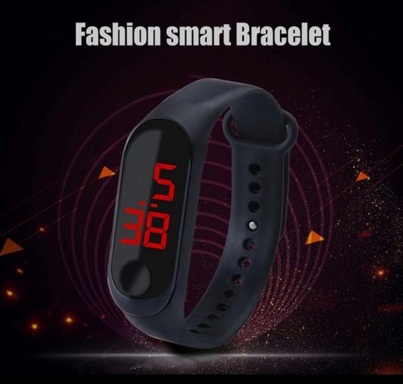 Imagem de Relógio de Pulso Digital Led Esportivo Adulto/Infantil Pulseira Bracelete Silicone Feminino/Masculino Sports Colorido