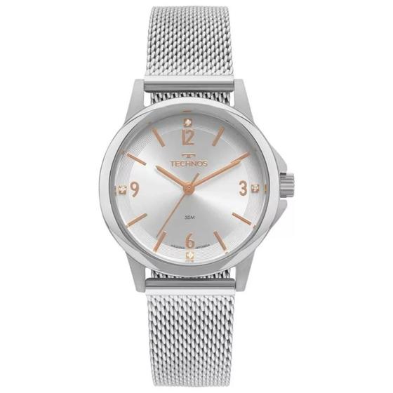 Imagem de Relógio de Pulso Feminino Pulseira Esteira Pequeno Technos Aço Inox Linha Elegance 2035MVD/1K