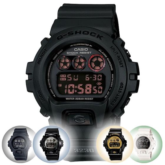 Imagem de Relógio de Pulso Masculino Marca Casio G-Shock Digital Esportivo Robusto Prova Dágua 200m Preto Branco DW-6900