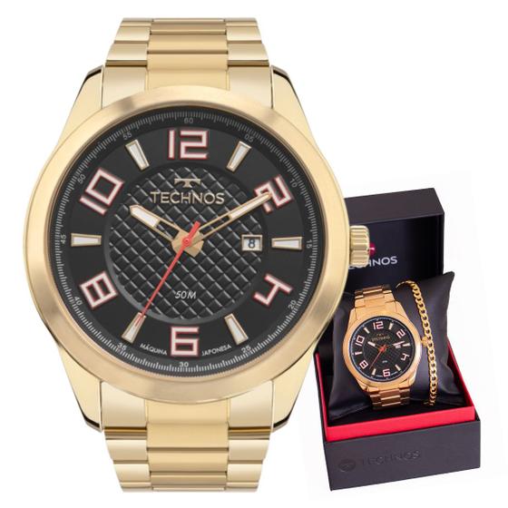 Imagem de Relógio de Pulso Masculino Technos Racer Dourado 2115TVT/1P + Pulseira Dourada