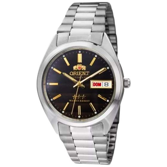 Imagem de Relógio de Pulso Orient Masculino Automático Prata Calendário Duplo Aço Inox Redondo 469WA3F P1SX