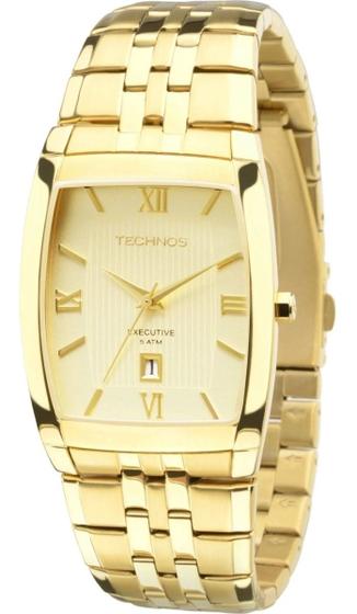 Imagem de Relógio de Pulso Technos Classic Executive Masculino Analógico Quadrado Aço Inóx Dourado 1N12MP/4X