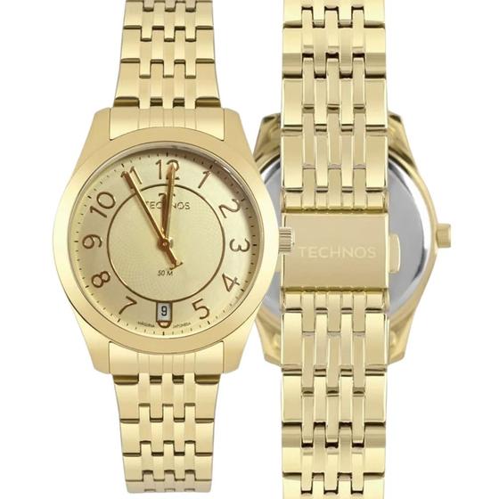 Imagem de Relógio de Pulso Technos Dourado Feminino Pequeno Coleção Elegance Aço Inoxidável 2115KNJS/4X