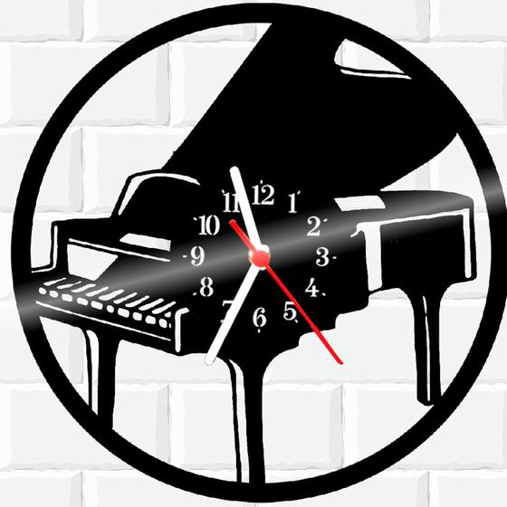Imagem de Relógio De Vinil Disco Lp Parede  Piano Instrumento