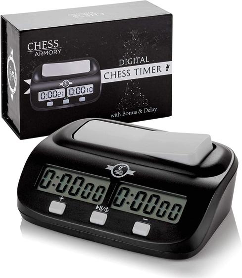 Imagem de Relógio de Xadrez Digital Chess Armory - Temporizador Portátil com Recursos de Torneio e Tempo Extra