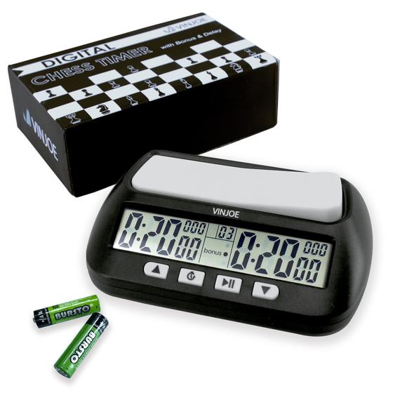 Imagem de Relógio de Xadrez Digital VINJOE - Temporizador Portátil para Jogos de Tabuleiro com Atraso e Tempo Positivo - Presente de Natal (Bateria Inclusa)