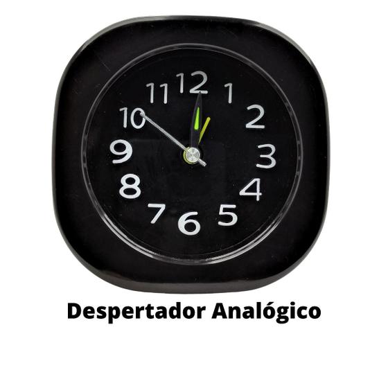Imagem de Relógio Despertador de Cabeceira Retrô Alarme Analogico Colorido Infantil Pilha Preto