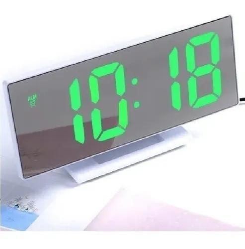 Imagem de Relogio Despertador De Mesa Bancada Espelho Digital Led Espelhado Tela LCD