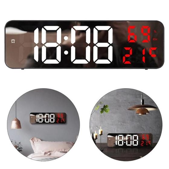 Imagem de Relógio Despertador de Mesa Digital Inteligente com Sensor de Temperatura Calendário e Luz Noturna