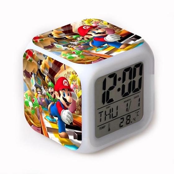 Imagem de Relógio Despertador de Mesa LED Super Mario - Cores Vivas e Troca Automática