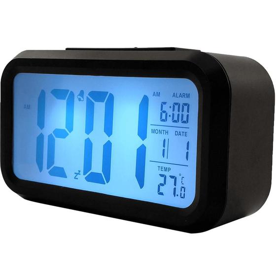 Relógio Despertador Digital Alto De Mesa Calendário Com Sensor Temperatura Menor preço em Relógio Despertador Digital Alto De Mesa Calendário Com Sensor Temperatura