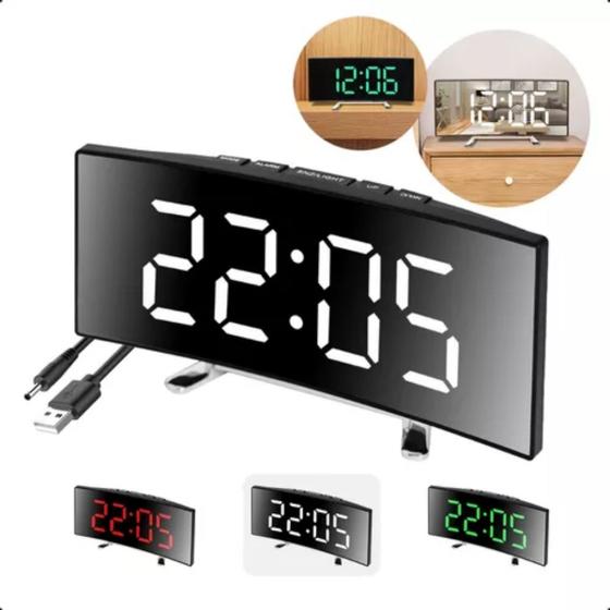 Imagem de Relógio/Despertador Digital Pequeno com Luz Led Verde para Cabeceira e Quarto Moderno com Garantia