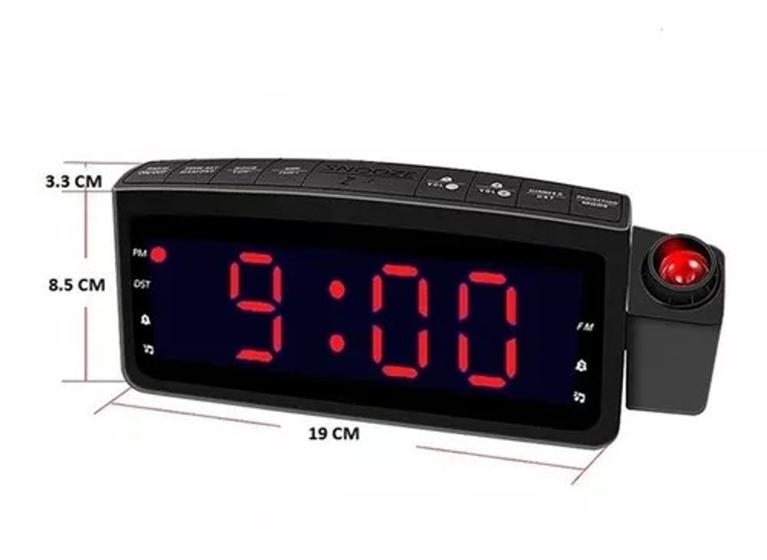 Imagem de Relógio Despertador Digital Rádio Fm Usb Projetor De Hora Cor Preto 100v/240v