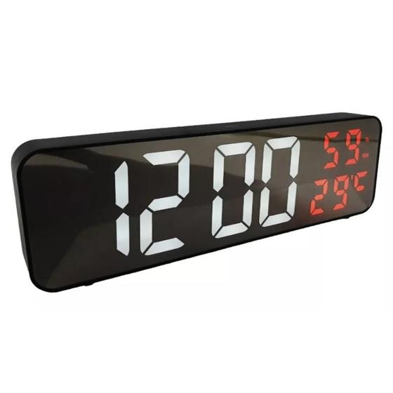 Imagem de Relógio despertador digital, Relógio LED para quarto, Relógio eletrônico de mesa com visor de temperatura, visor 12/24H