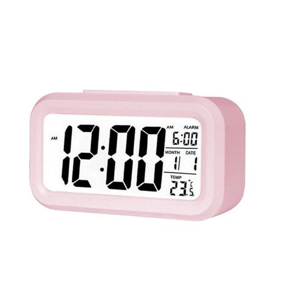 Imagem de Relógio Despertador Eletrônico LED com Display - Smart Clock (Rosa)