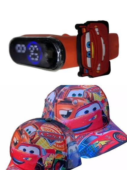 Imagem de Relogio digital a prova d agua mais bone  infantil do carros.Super kit dois em um