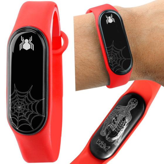 Imagem de relogio digital bracelete prova dagua homem aranha infantil heroi silicone vermelho adolescente menino qualidade premium data criança