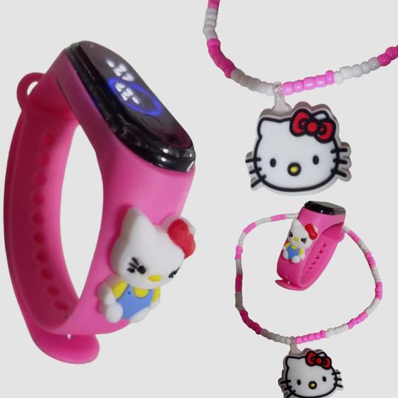 Imagem de Relogio Digital + Colar Hello Kitty