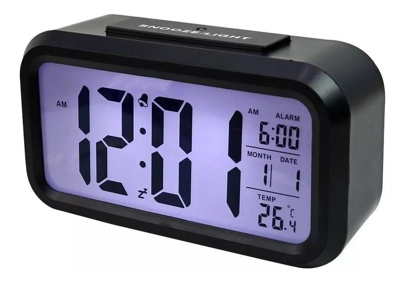 Imagem de Relogio Digital com Sensor Alarme Temperatura Função Soneca Iluminação de Fundo