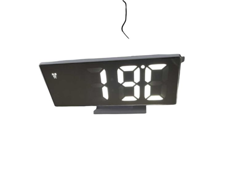 Imagem de Relógio digital de led mesa espelhado calendário temperatura desperdator usb -traseira branca