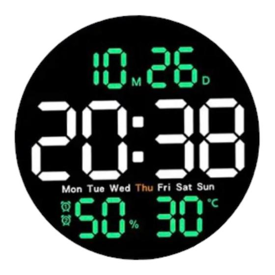 Imagem de Relógio digital de LED para parede ou mesa redondo grande com controle