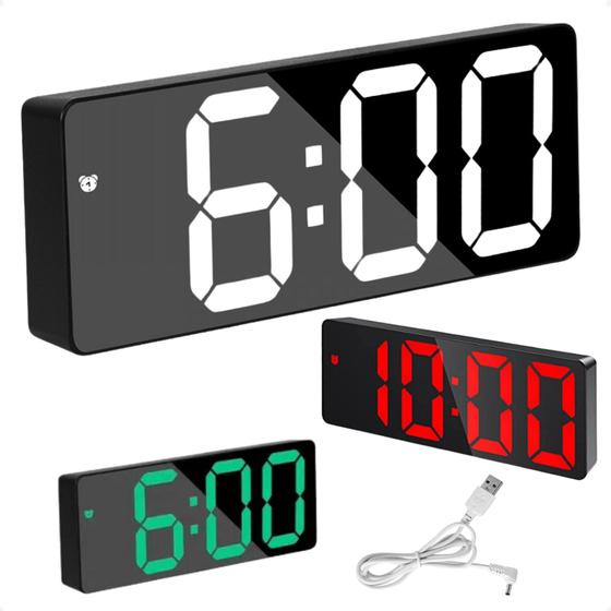 Imagem de Relógio Digital De Mesa E Parede Led Com Data E Alarme Manual Em Português