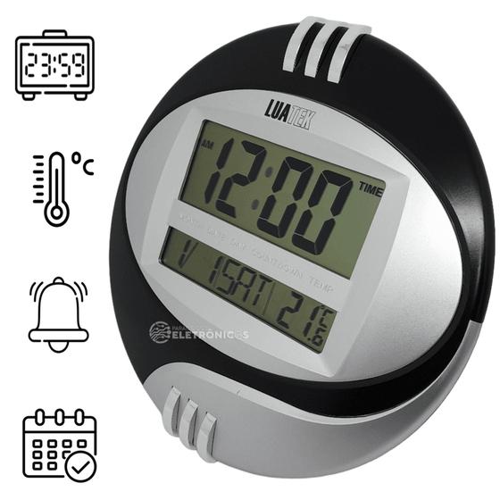 Imagem de Relógio Digital de Parede e Mesa Com Calendário Alarme Temperatura Pontual ZB3001