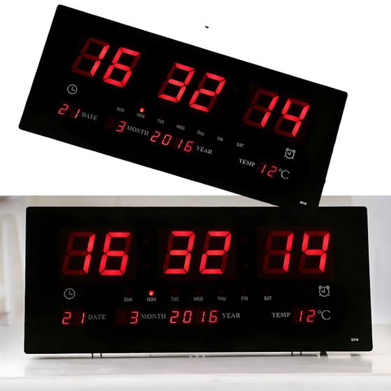 Rélogio digital de parede led de mesa ano mes e data cronometro JH