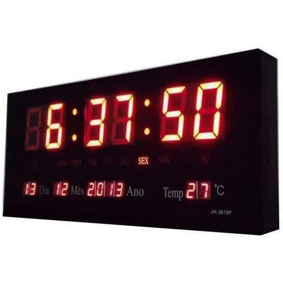 Imagem de Relógio Digital de Parede Led Grande Com Data Hora Temperatura e Alarme