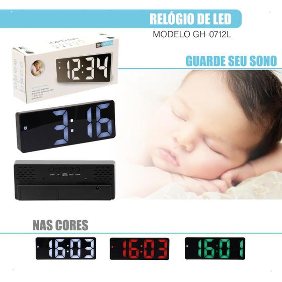 Imagem de Relógio Digital Despertador De Mesa E Parede Data E Alarme