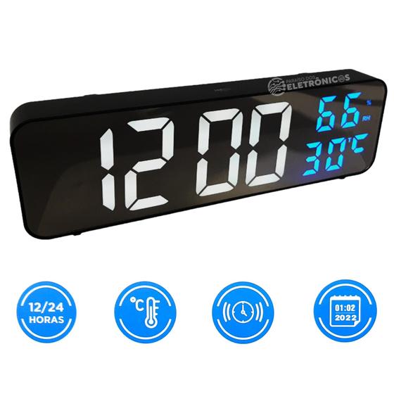 Imagem de Relógio Digital Despertador Led Temperatura Usb Visor Espelhado Material Plástico ABS ZB4003