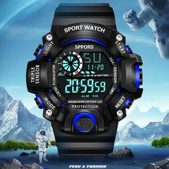 Imagem de Relógio Digital Desportivo Digital LED Masculino, Relógios Eletrônicos de Fitness, Multifunções, Militares, Relógio