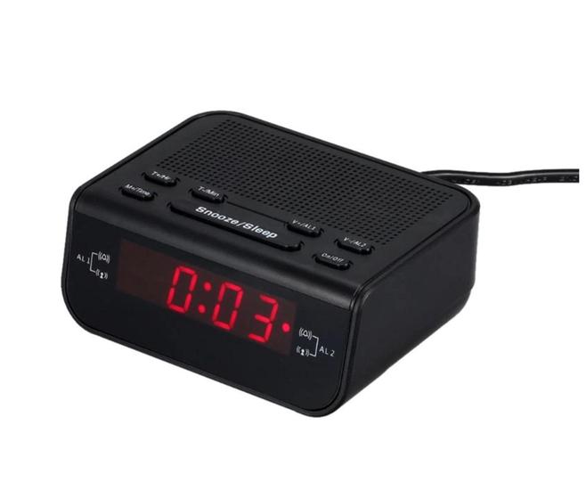 Imagem de Relógio Digital Elétrico Despertador Alarme De Mesa Com Radio Fm Am Le 671