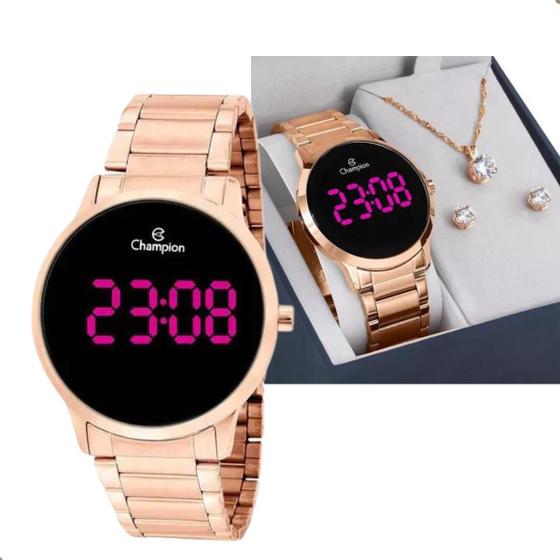 Relógio Digital Feminino Champion CH40142Z Rose Gold Menor preço em Relógio Digital Feminino Champion CH40142Z Rose Gold