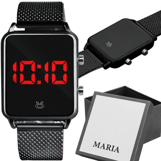 Imagem de Relogio Digital Feminino Quadrado Led Premium + Caixa orginal social presente led ajustavel moda casual preto