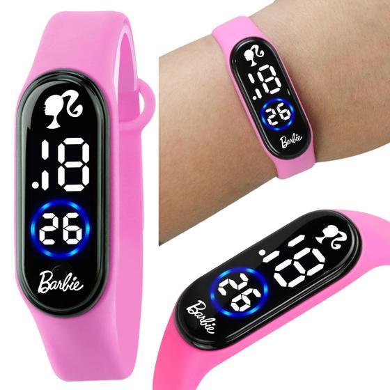 Imagem de relogio digital infantil barbie bracelete rosa prova dagua rosa esportivo adolescente menina ajustavel data original