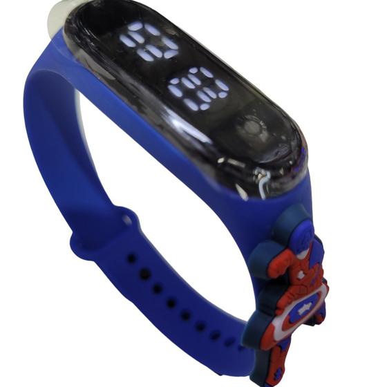 Imagem de Relógio Digital Infantil Touch Resistente à Água - Herói Capitão América 5 - Azul