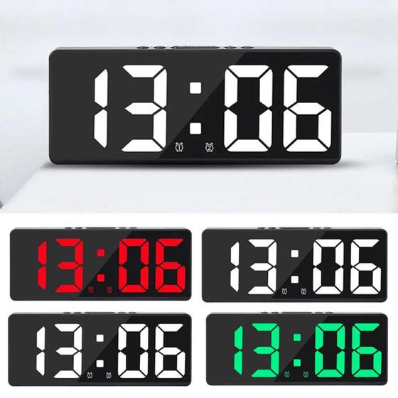 Imagem de Relógio Digital Led De Mesa e Parede Compacto Com Alarme Data Hora
