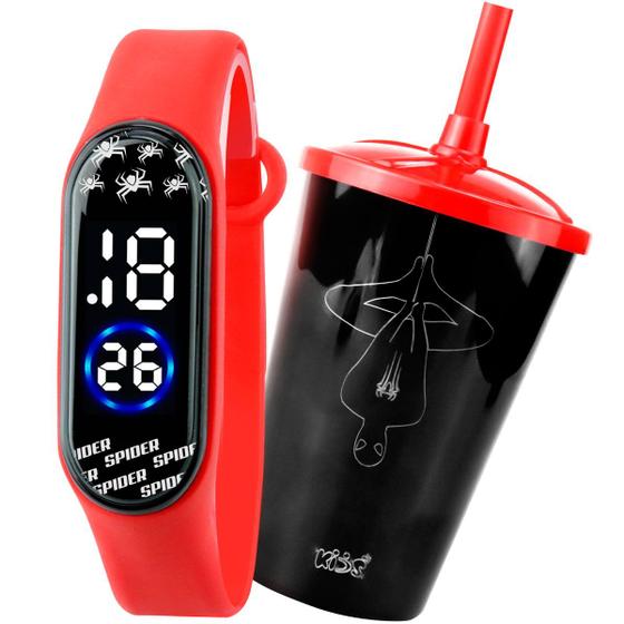 Imagem de relogio digital led prova dagua infantil adolescente silicone original presente data esportivo homem aranha vermelho qualidade premium combo