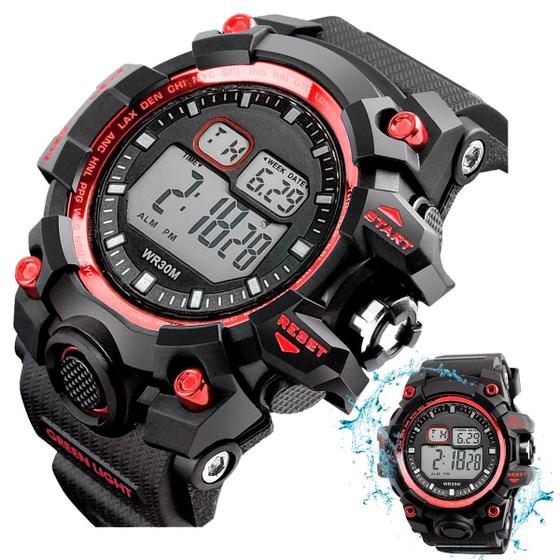 Imagem de Relógio Digital Masculino Militar à Prova d'Água 30m Esportivo Original com Cronometro Alarme e mais