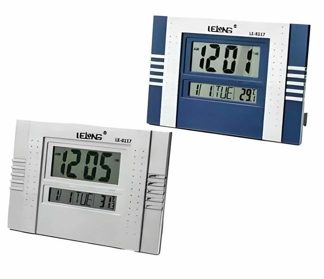 Imagem de Relógio Digital Mesa E Parede Com Sensor de Temperatura E Data Lelong LE-8117 Cor:Azul (RELOGLE8117A)