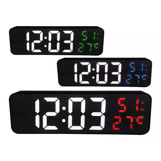 Imagem de Relógio Digital Parede e Mesa Temperatura Humidade Despertador Data Hora Led