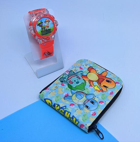 Imagem de Relógio Digital Pisca Luz Led Toca Musica Meninas/Meninas + Carteira Infantil Desenho Animado Homem Aranha Lol Moda