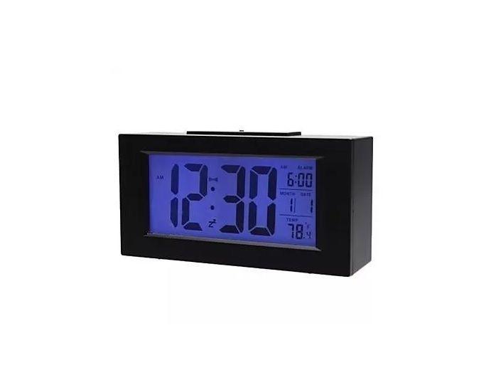 Imagem de Relógio Digital Preto Grande Alarme Hora Luz Temperatura