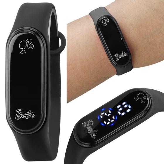 Imagem de relogio digital prova dagua silicone infantil led barbie pulseira ajustavel preto presente qualidade premium