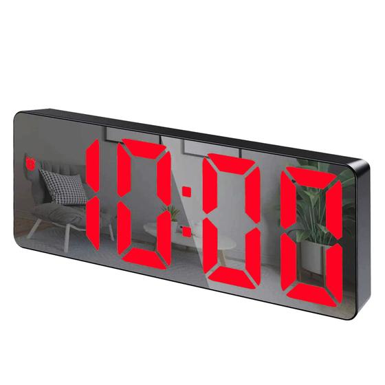 Imagem de Relógio Digital UsB Espelhado LED de Mesa Com Despertador  Cores Branco  Verde  Vermelho